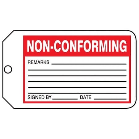 Accuform Safety Tags, NON-CONFORMING, 5.75in x 3.25in, RP-Plastic, 5PK MMT341PTM